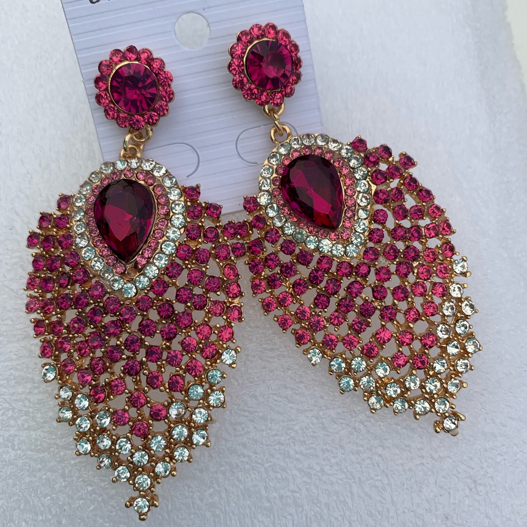 Pink Ombr Chandelier Pageant Earrings Proms